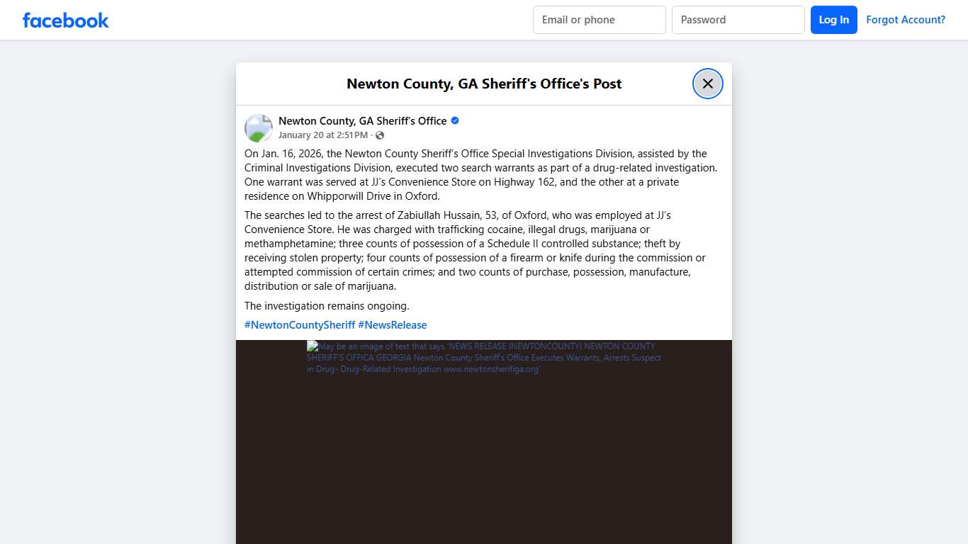 On Jan. 16, 2026, the... - Newton County, GA Sheriff's Office Facebook